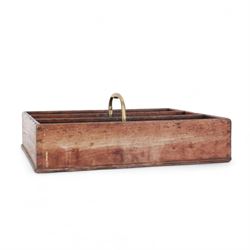 Georgian mahogany cutlery box, with three long divisions and brass carry handle, 43cm x 35cm