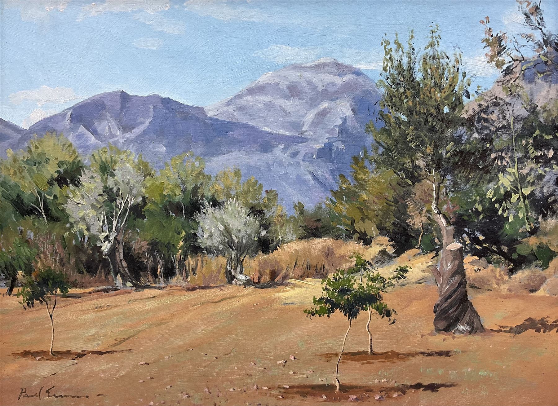 Circle of Paul Grimm (USA 1891-1974): Arid Landscape, oil on panel bears signature 29cm x 39cm