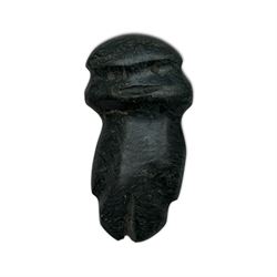 Pre-Columbian Mezcala stone carving of an axe God, H10cm