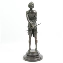 After Bruno Zach (Austrian 1891-1935) - 20th century bronze figure 'The Riding Crop' signature to base on marble socle H36cm