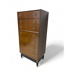 G-Plan - mid-20th century teak chest, rectangular form fitted with seven drawers each with...