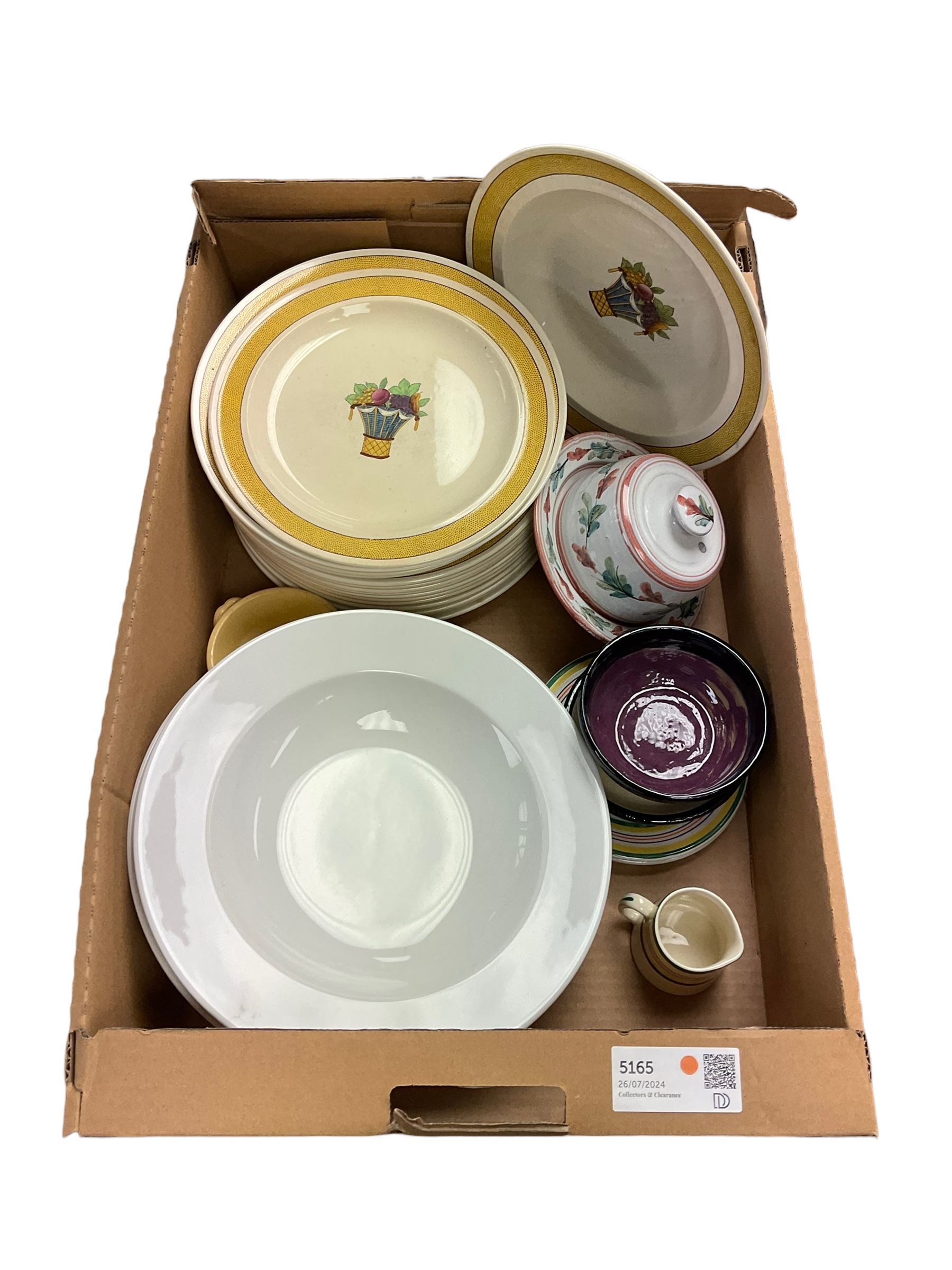 Wedgwood Directoire pattern plates and bowls, studio pottery etc in one box