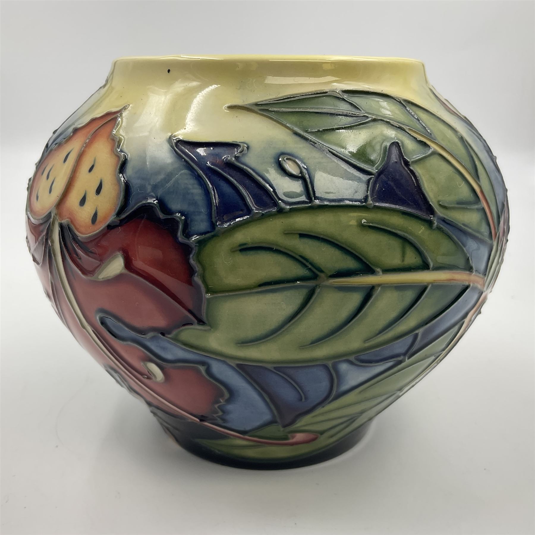 Moorcroft  vase, of squat form, decorated in the 'Simeon' pattern by Philip Gibson, dated 1999, H11.5cm 