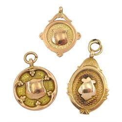 Three early 20th century 9ct rose gold medallions