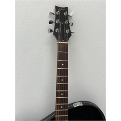 Rare Gibson Mk 35 acoustic guitar with mahogany back and sides, rosewood fingerboard, spruce top, fan-patterned bracing, nickel plated hardware and dot inlays, serial number 859651 in carrying case 