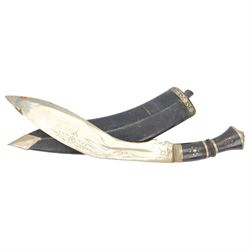 Gurkha Kukri knife, together with two indian knives 