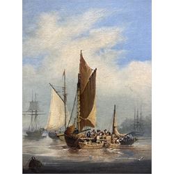 English School (Mid 19th century): Unloading Boats on the Shoreline, oil on board unsigned 20cm x 14.5cm