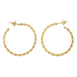 Pair of 14ct gold fancy chain link hoop earrings