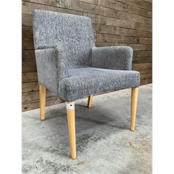 17 x armchair upholstered in textured grey fabric, beech legs