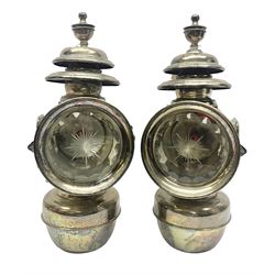 Pair of Lucas King of the Road oil-illuminating side-lamps,
chrome bodies, with star cut ...