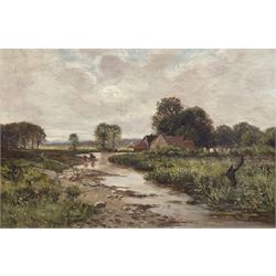 Percy Norman (British 19th Century): Cattle Grazing by a Stream, oil on canvas signed 32cm x 47cm 