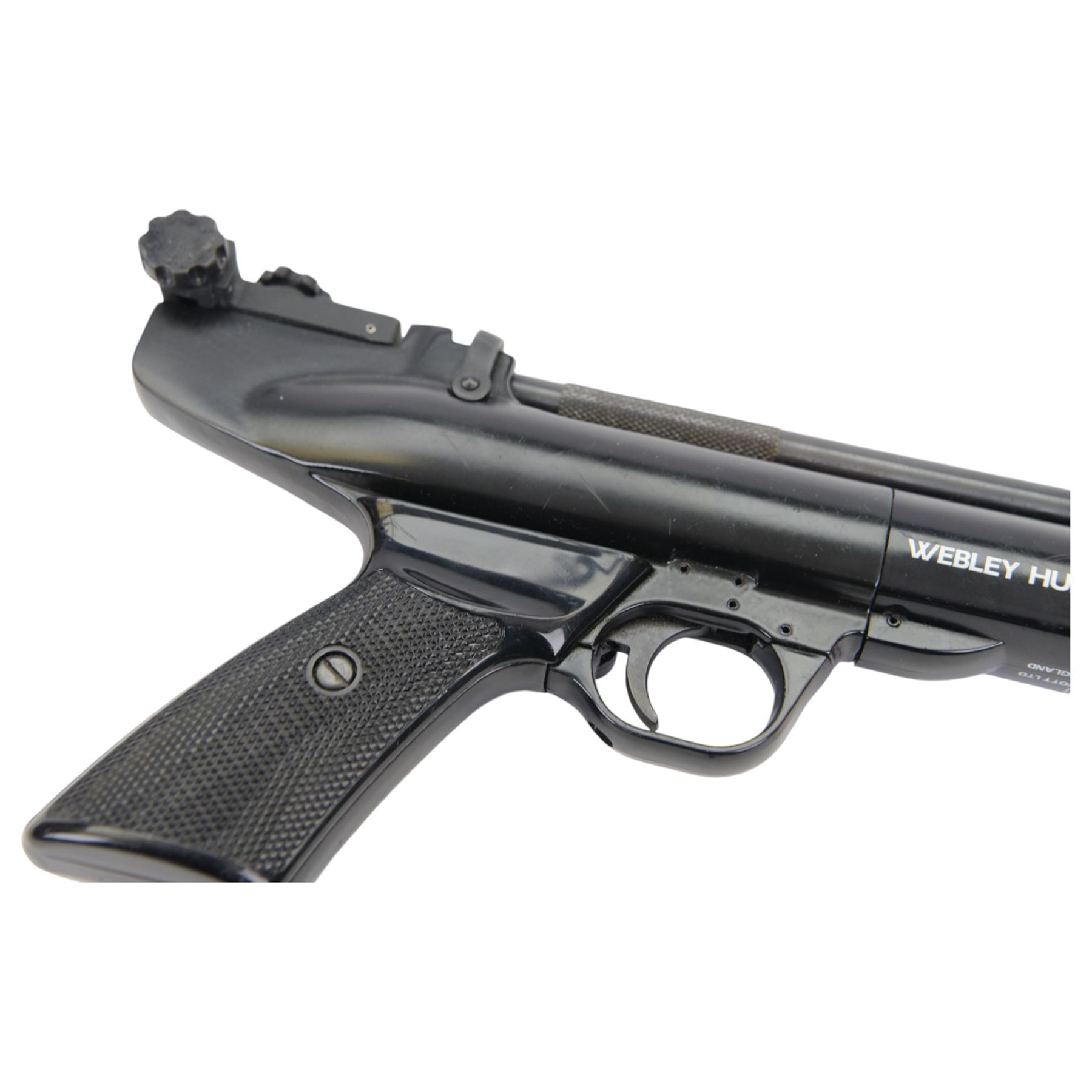 Webley Hurricane .22- 5.6 air pistol, black with checkered grip