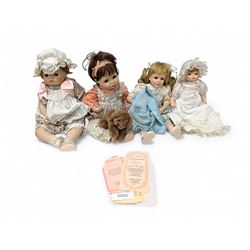 Four Hamilton Collection porcelain dolls, with certificates