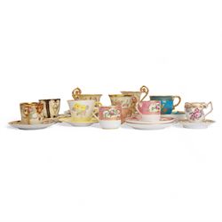 Twelve 20th century english and continental cups and saucers, including examples from Dres...