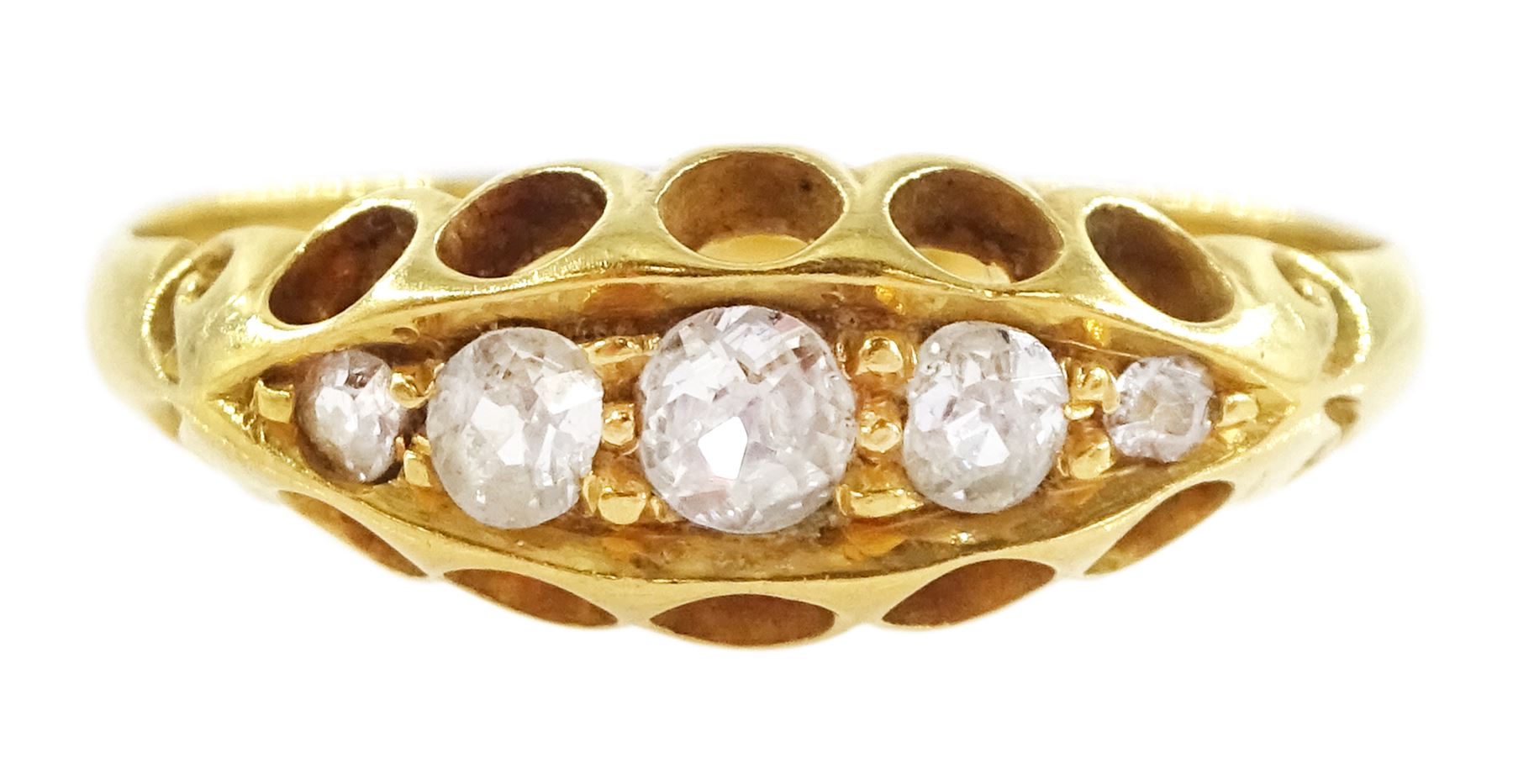 Early 20th century 18ct gold five stone old cut diamond ring, hallmarked