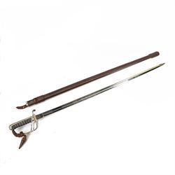 George VI Royal Army Service Corps Officer's sword, with 87cm steel blade, wirebound fishs...