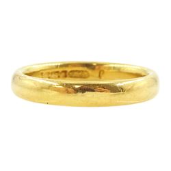 Early 20th century 22ct gold wedding band, Birmingham 1924