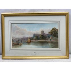 Amelia Coleman (British 19th Century): 'Worcester' from the Severn, watercolour signed, titled on mount 24cm x 45cm 