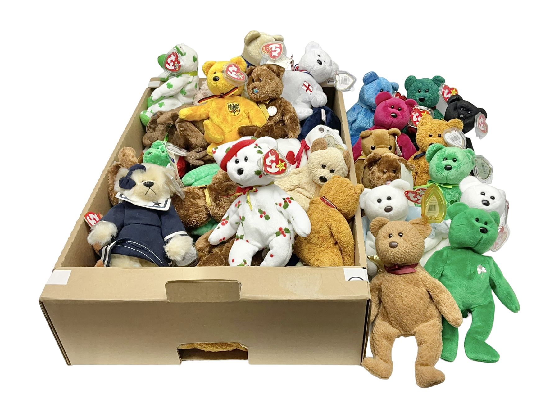 Fifty Ty Beanie babies, including Dublin, Haunt, Star, Premier, Valentine, Fuzz etc 