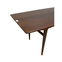 John Herbert for A Younger - mid-20th century teak dining table, curved rectangular top on tapering supports 