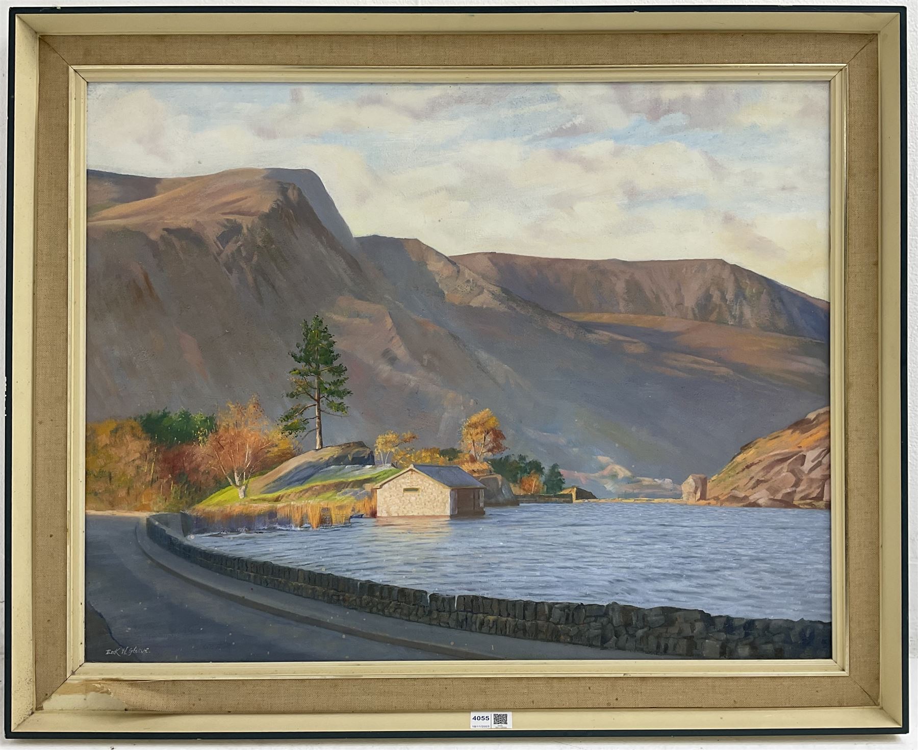 Erik W Gleave (British 1916-1995): Highland Lake Landscape, oil on board signed 55cm x 70cm