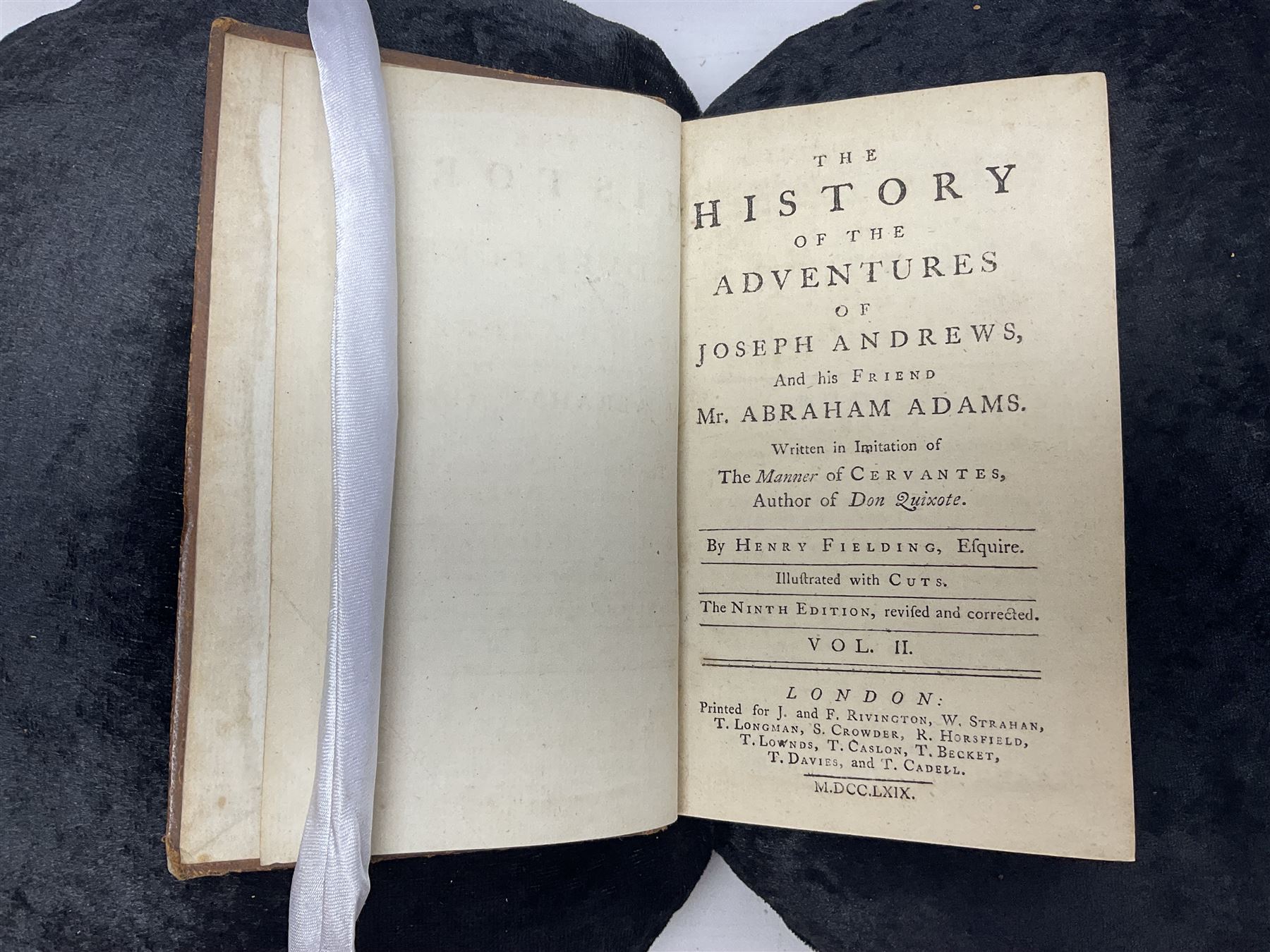 Henry Fielding; The History of the Adventure of Joseph Andrews and His Friend Mr Abraham Adams, vol II, ninth addition London 1779