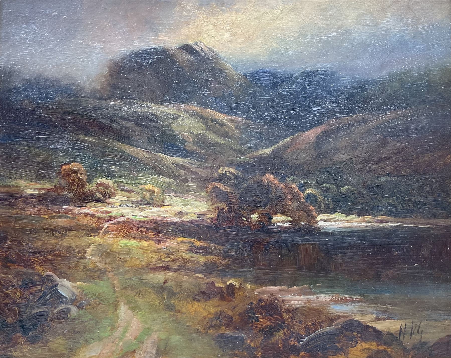 Harry Phelan Gibb (British 1870-1948): 'Glen Falloch', oil on board signed with initials, titled and further signed verso 22cm x 27cm