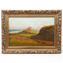 Harry Hine (British 1845-1941): 'Bamburgh Castle', oil on canvas unsigned 29cm x 43cm