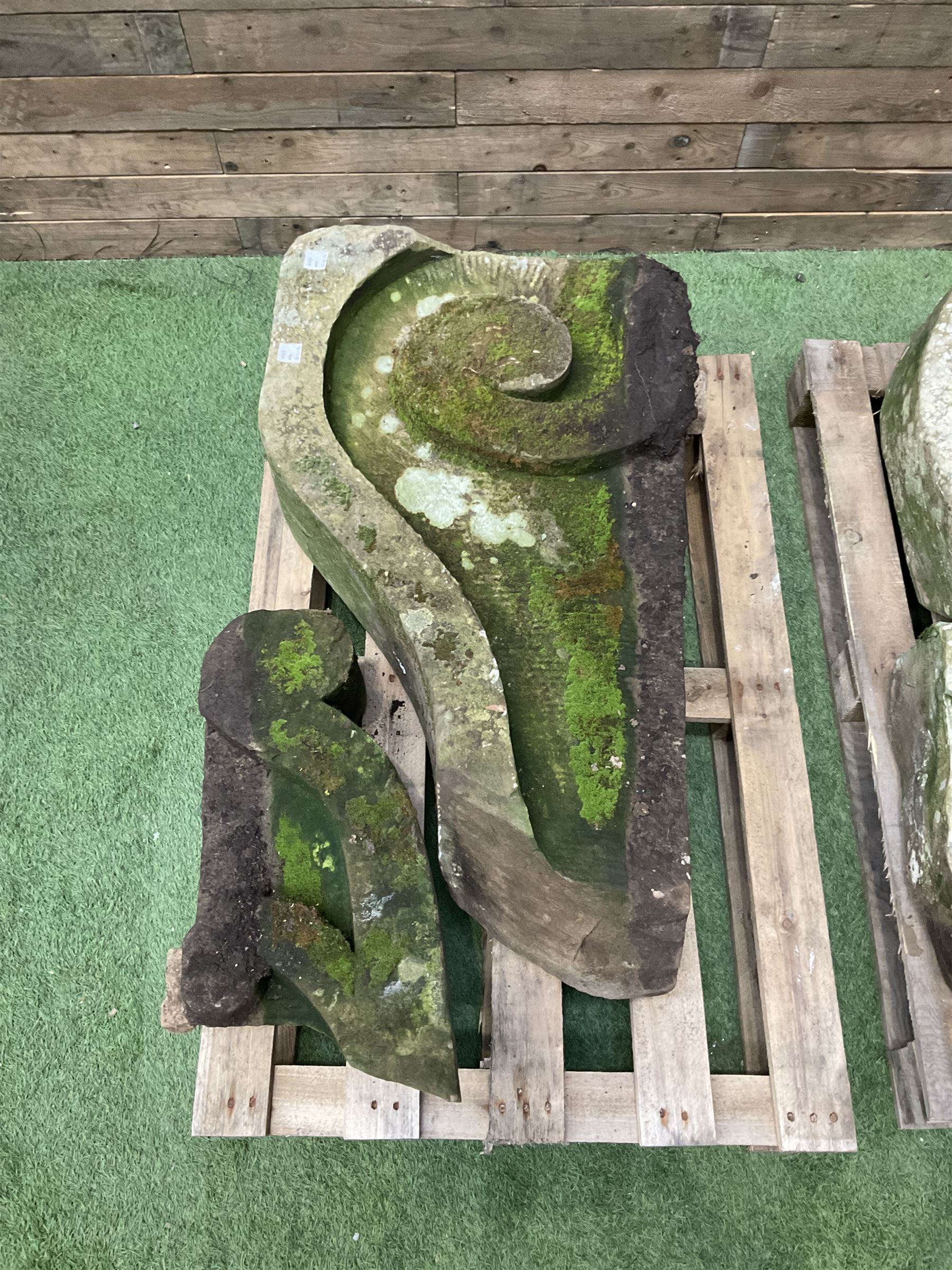 Late 18th century stone garden arbour pediment - THIS LOT IS TO BE COLLECTED BY APPOINTMENT FROM DUGGLEBY STORAGE, GREAT HILL, EASTFIELD, SCARBOROUGH, YO11 3TX