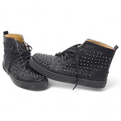 Christian Louboutin Louis Orlato Suede High-Top Black Trainers, UK 6.5 