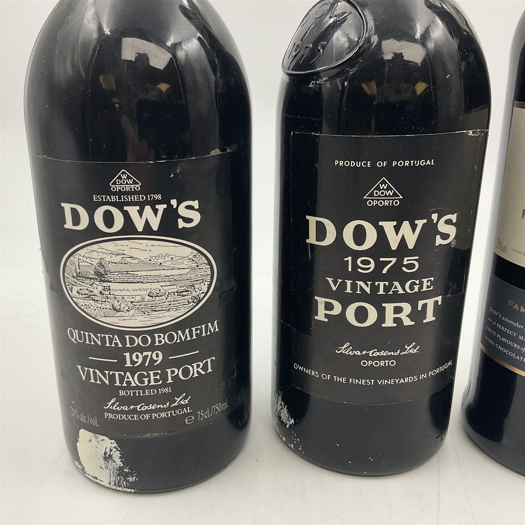 Four bottles Dow's port, comprising, 1975, 1979, Master Blend, and 2001 Quinta Do Bomfim, various contents and proof (4) 