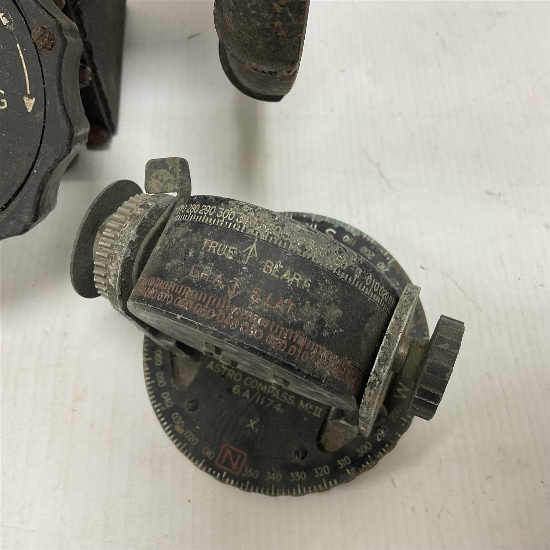 Cased Astro compass mark MK11, together with another and other aircraft equipment marked Aero Controls Ltd 