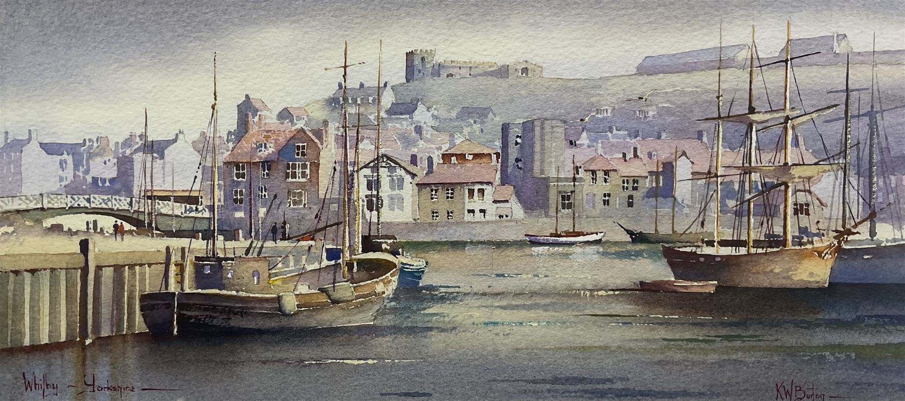 Kenneth W Burton (British 1946-): 'Whitby - Yorkshire', watercolour signed and titled 12cm x 27cm 