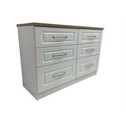 Oak and white finish six drawer chest 