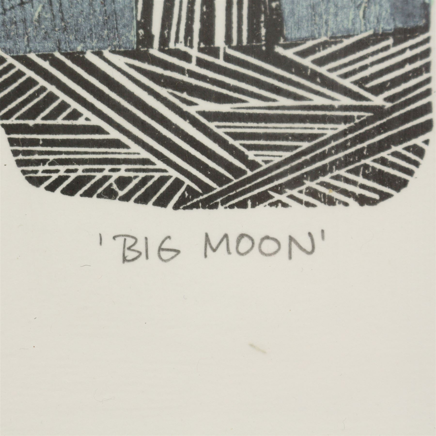 Hilke MacIntyre (German/Scottish Contemporary): 'Woman with a Rake' and 'Big Moon', pair woodblock prints signed titled and numbered 3/50 in pencil 39cm x 29cm (2)