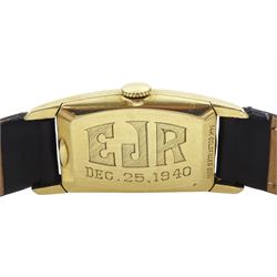 Lord Elgin gold-plated gentleman's manual wind rectangular wristwatch, the back case initialled and dated 1940 and a Bulova gold-plated manual wind wristwatch, both silvered dials with subsidiary seconds dial