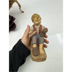 Anna Meszaros (Hungarian 1905-1998): 'My Great Granny', handmade needlework figurine, together with small plaster cast of a young boy by the same artist, granny H30cm
Auctioneer's Note: Anna Meszaros came to England from her native Hungary in 1959 to marry an English businessman she met while demonstrating her art at the 1958 Brussels Exhibition. Shortly before she left for England she was awarded the title of Folk Artist Master by the Hungarian Government. Anna was a gifted painter of mainly portraits and sculptress before starting to make her figurines which are completely hand made and unique, each with a character and expression of its own. The hands, feet and face are sculptured by layering the material and pulling the features into place with needle and thread. She died in Hull in 1998