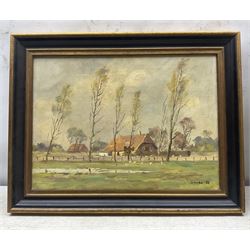 Continental School (20th Century): Chickens Grazing on the Farm, two oils by different hands one indistinctly signed and dated '52, 29cm x 40cm 