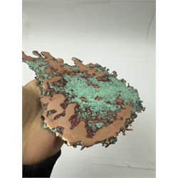 Free form copper splash, with green patina and polished copper accents, L20cm, W11cm