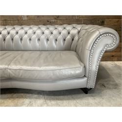 Three seat Chesterfield sofa, upholstered in grey buttoned leather