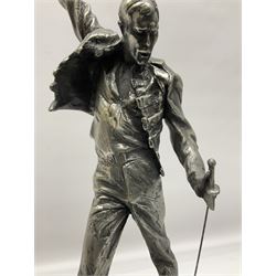 Pewter sculpture of Freddie Mercury, produced by Compulsion Gallery UK as a 1/8 scale replica of the statue sculpted by Czech sculptor Irena Sedlecka, with certificate, H45cm