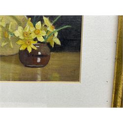 Frederick Boyd Waters (British 1879-1967): Still Life of Daffodils in a Vase, oil on board signed 9cm x 11cm