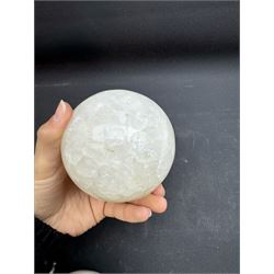 Pair of milk calcite spheres, D10cm 