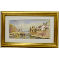  Kenneth W Burton (British 1946-): 'Staithes North Yorkshire', watercolour signed and titled 12cm x 27cm Provenance: from 'The Counties of Great Britain Collection', certificate verso  