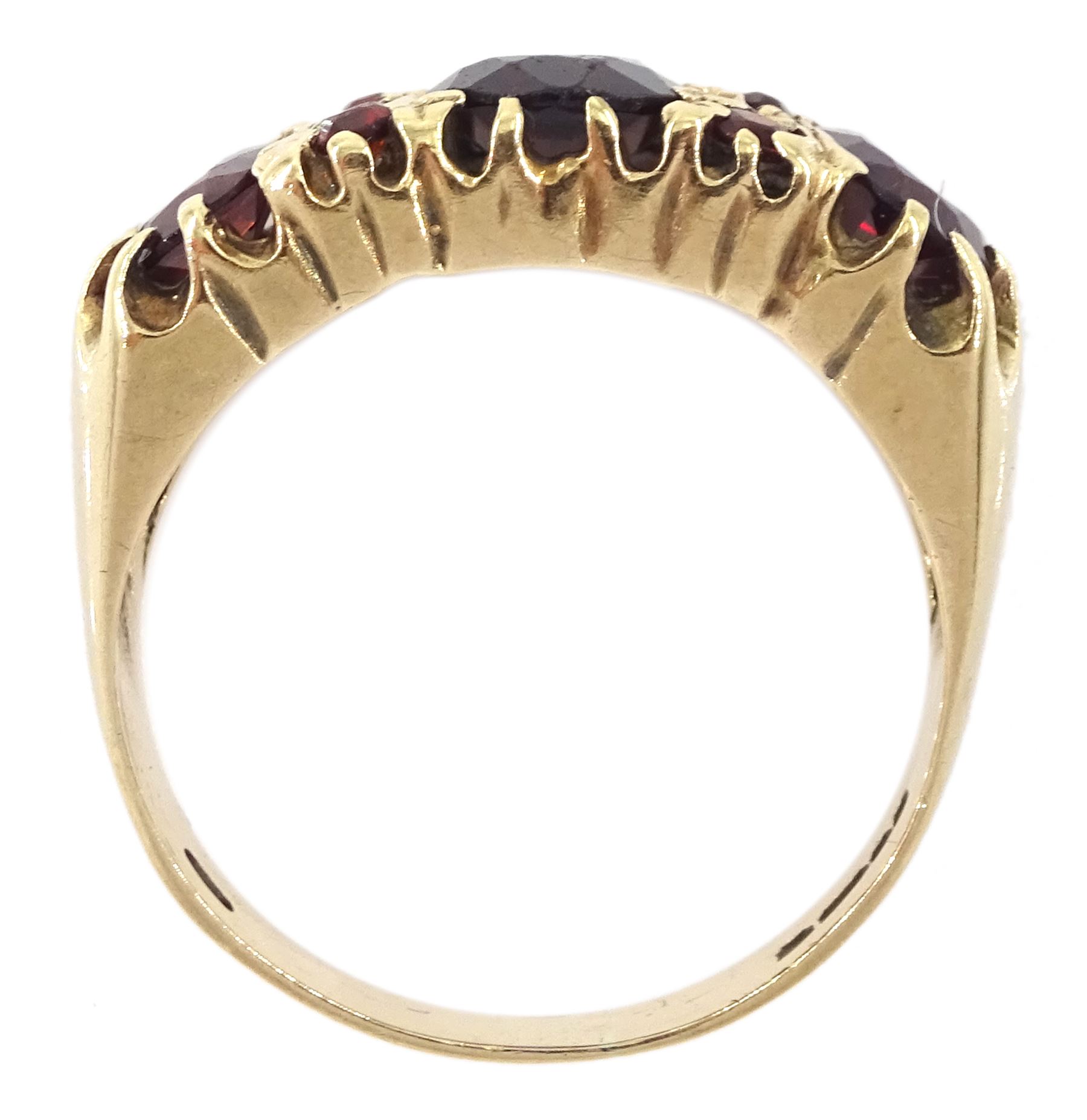 9ct gold garnet dress ring, hallmarked