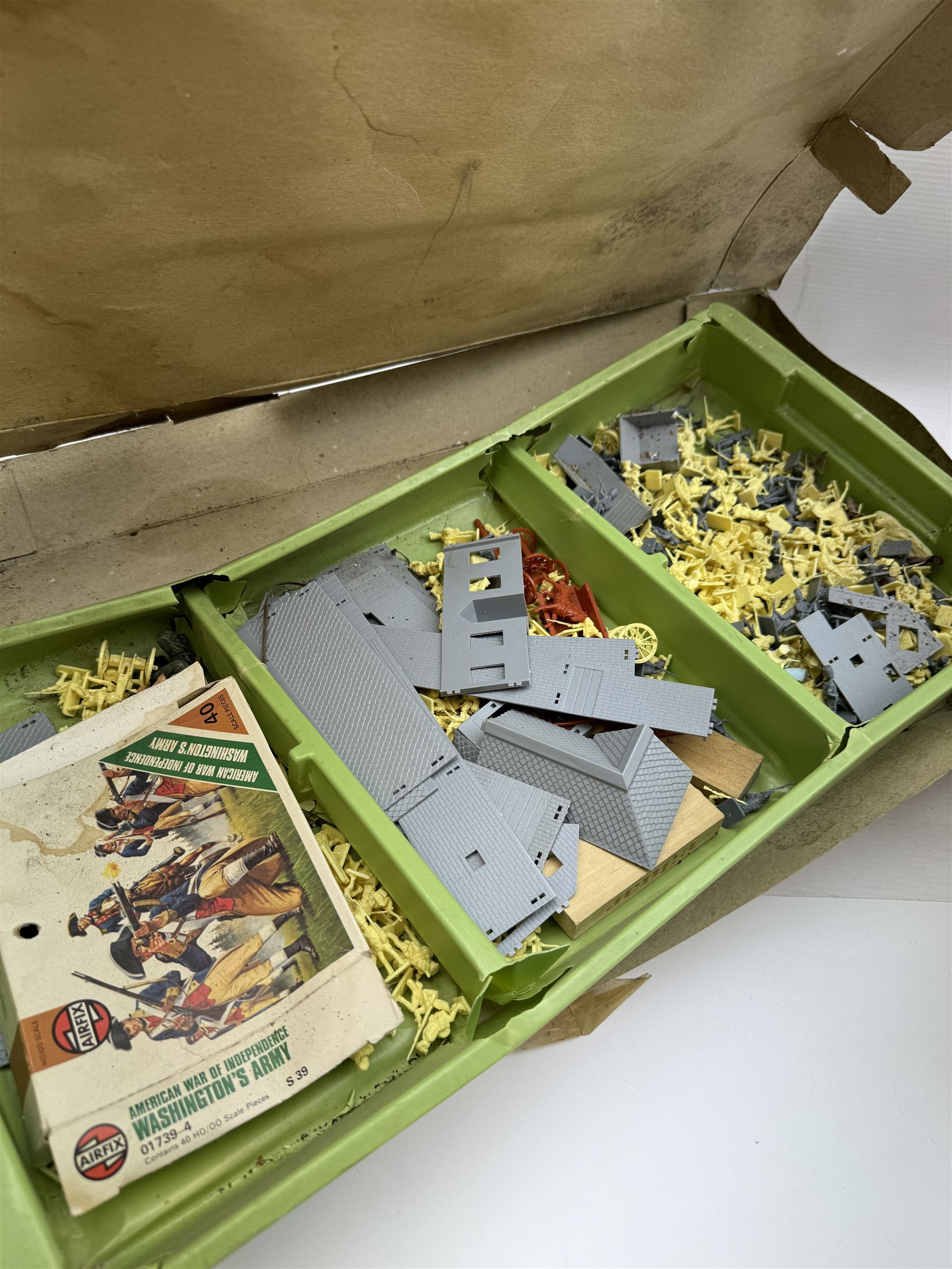 Two Airfix Assault Sets, to include Waterloo and Pontoon Bridge, both boxed, battery operated Cap Firing Tank by Marx, boxed, and a 1970s Hasbro motorcyclist 