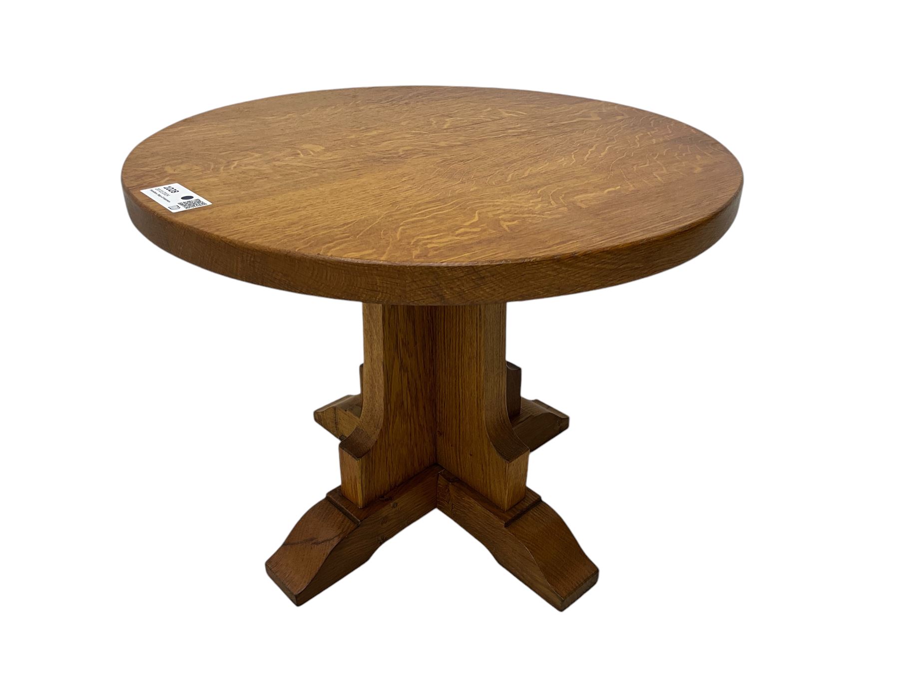 Yorkshire Oak - oak occasional table, circular top on cruciform base and sledge feet 