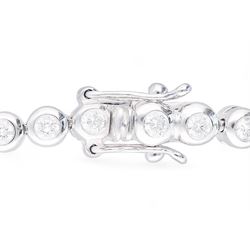 18ct white gold rubover set round brilliant cut diamond bracelet, hallmarked, total diamond weight 1.70 carat