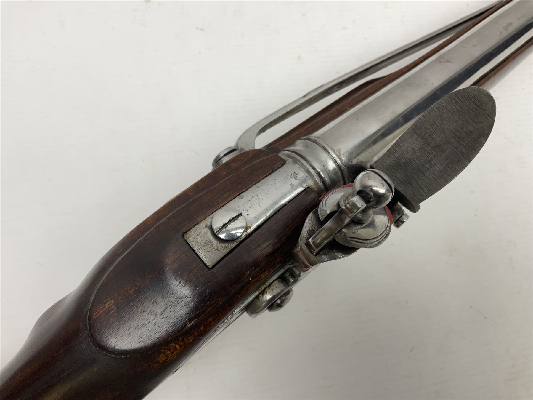 RFD ONLY AS NO VISIBLE PROOF MARKS - modern Indian flintlock .65 cal. belt pistol marked with crowned GR and Tower, 29cm barrel and brass skull crusher butt, serial no.2169 L50cm