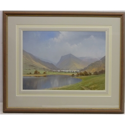  'Glimpse of Buttermere from Crummock Water', gouache signed by Peter Shutt (British 1926-) titled verso 29cm x 41cm  
